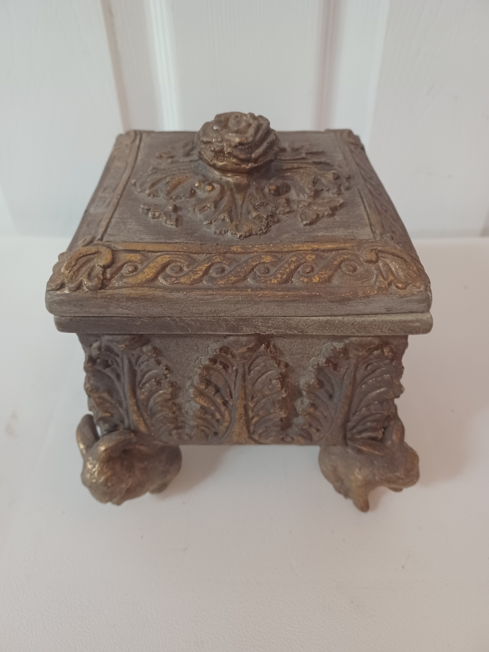 Sterling Industries Antique Style Resin Trinket Jewelry Box Made in Philippines